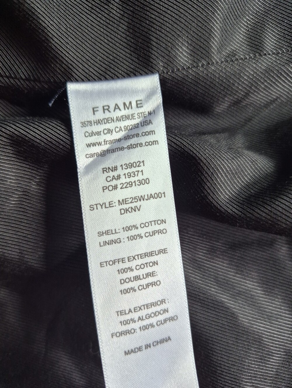 FRAME Navy Blue Zip-Up Bomber Jacket - Excellent Condition - Size XL - Picture 9 of 10